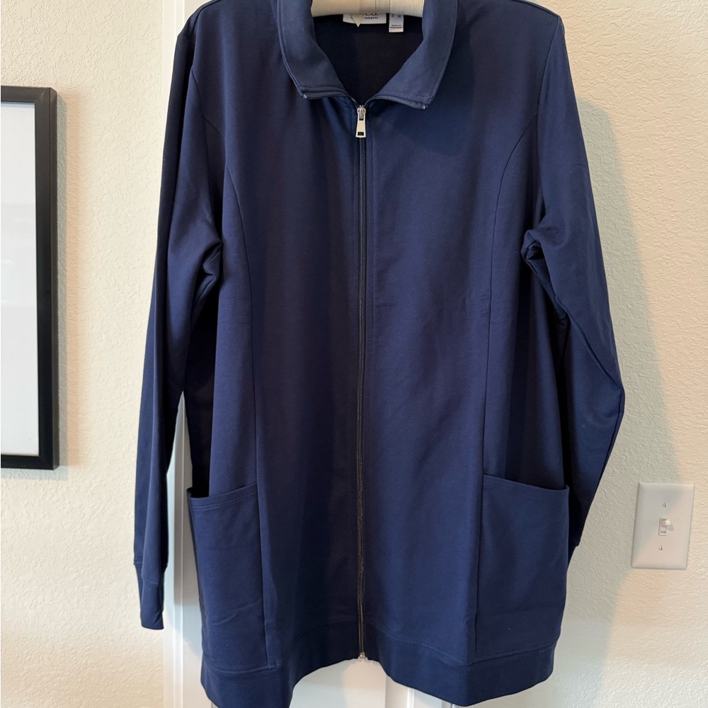Denim & Co EasyWear French Terry tunic jacket - Picture 2 of 5